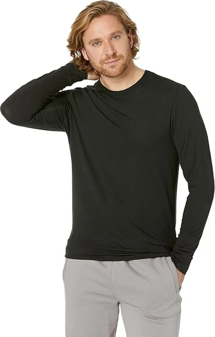 Calvin Klein Underwear Eco Pure Modal Lounge Long Sleeve Sweatshirt (Black) Men's Clothing