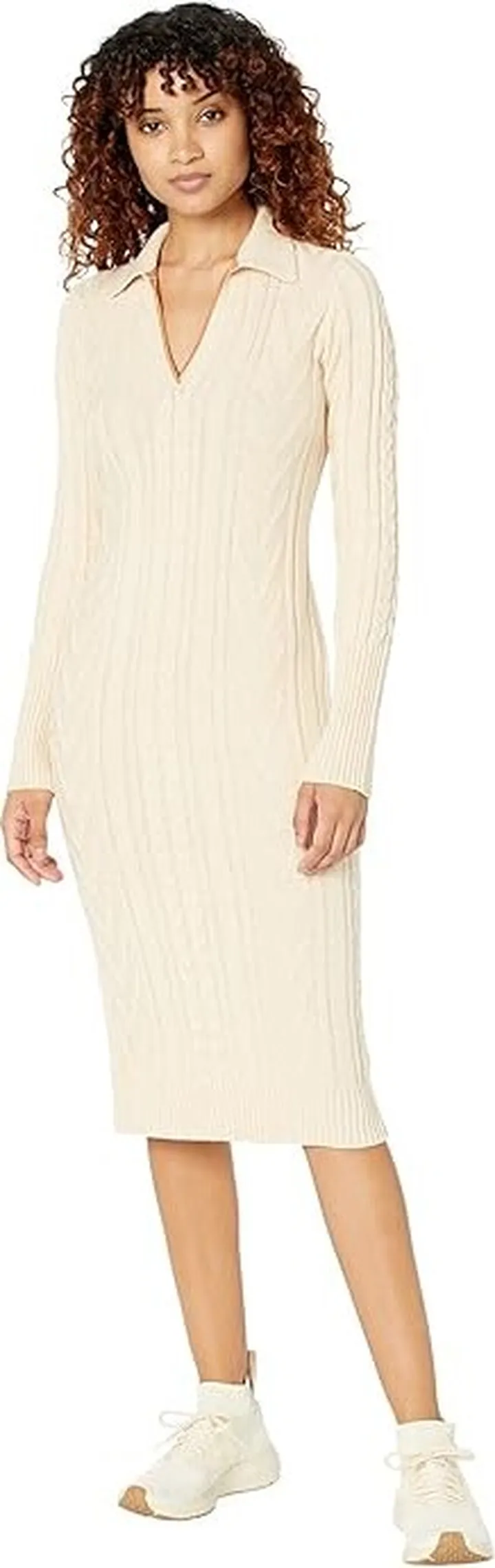 MONROW Polo Sweaterdress (Off-White) Women's Clothing