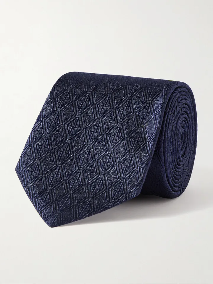 7cm Monogrammed Silk-Jacquard Tie