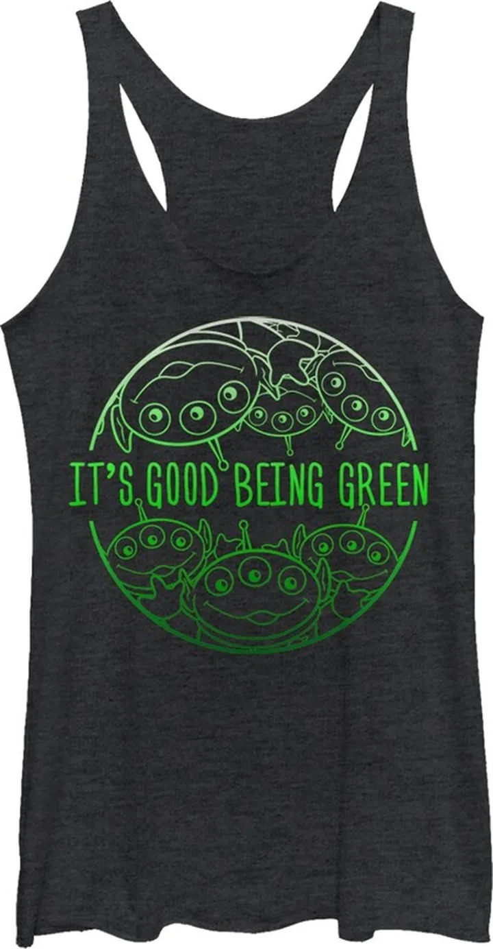 Women's Toy Story Squeeze Toy Aliens Being Racerback Tank Top - Black Heather - X Large