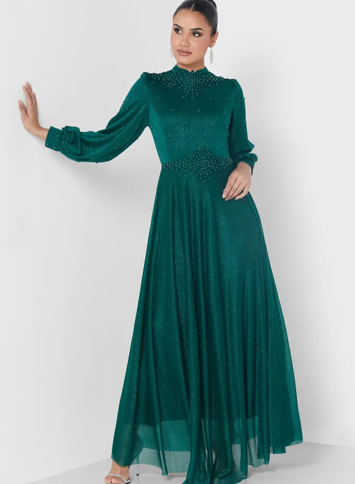 Embroidered Shimmer Dress