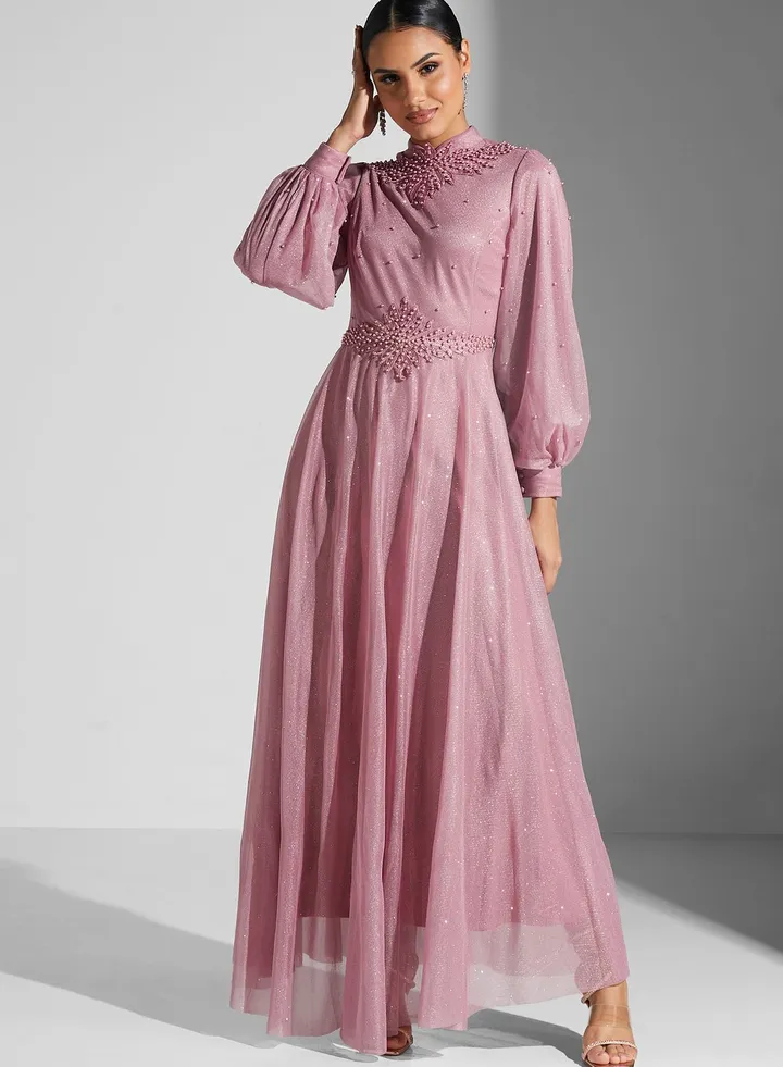 Embroidered Shimmer Dress