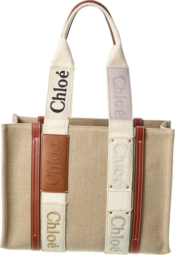 Chloé Woody Medium Canvas & Leather Tote
