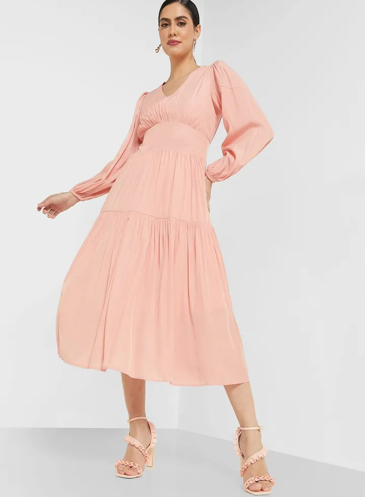 Flare Puff Sleeve Dress