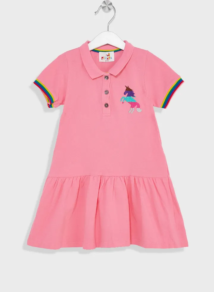 Girls Embroidered Polo Dress