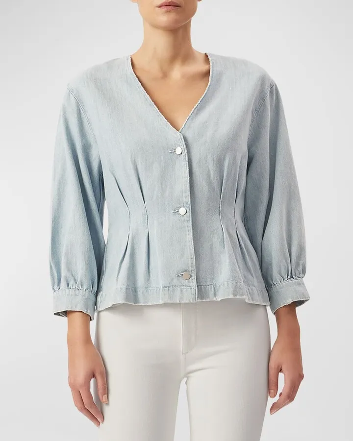 Audrey Pleated Denim Blouse