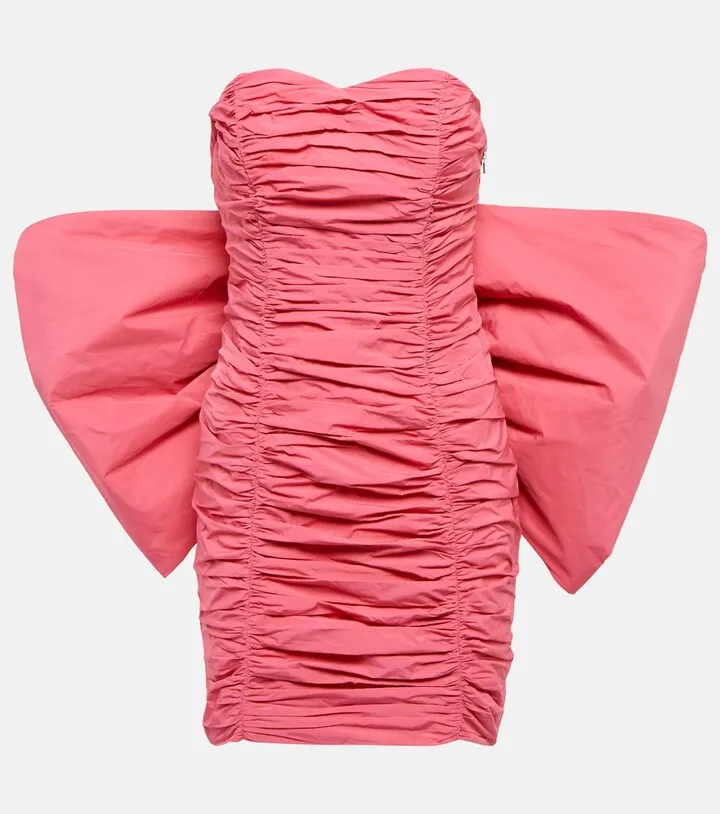 Catalina bow-embellished ruched minidress