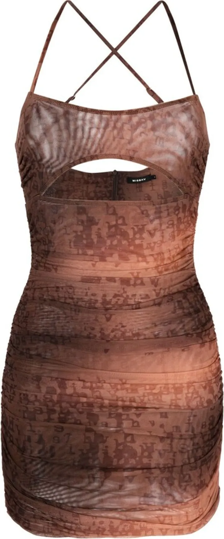 Letter-Print Ruched Mini Dress