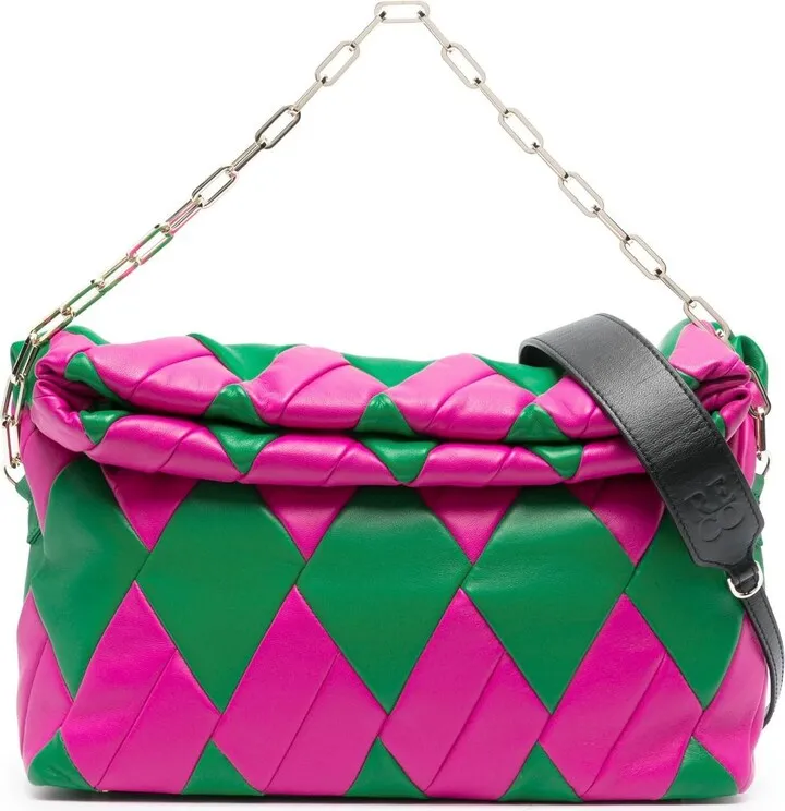 Pink Rombo Leather Shoulder Bag