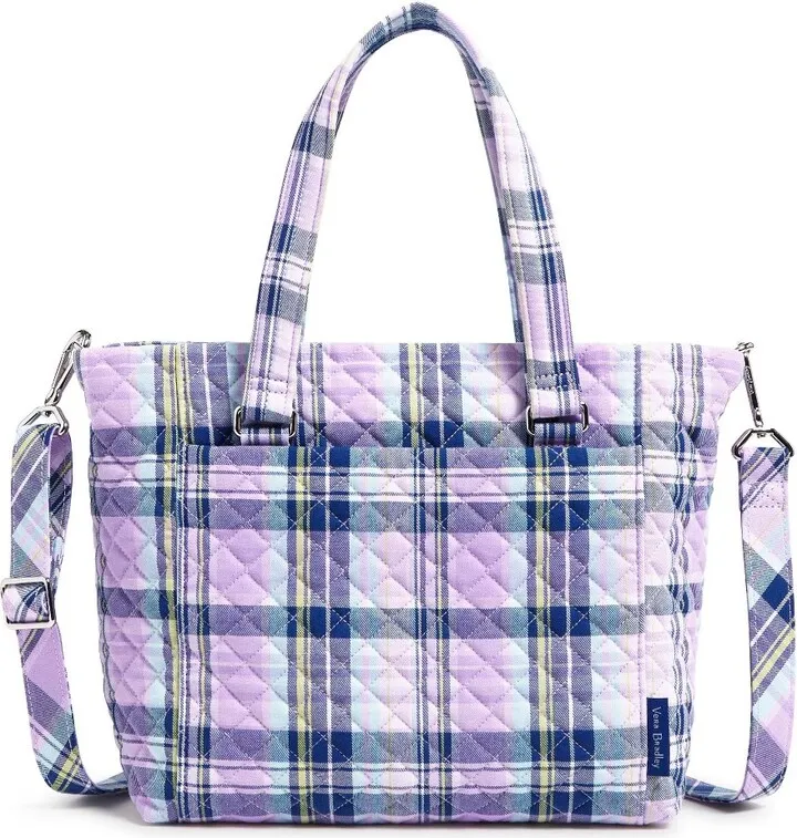 Vera Bradley Women's Recycled Cotton Multi-Strap Shoulder Bag Amethyst Plaid