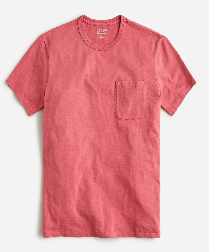 Slim garment-dyed slub cotton crewneck T-shirt