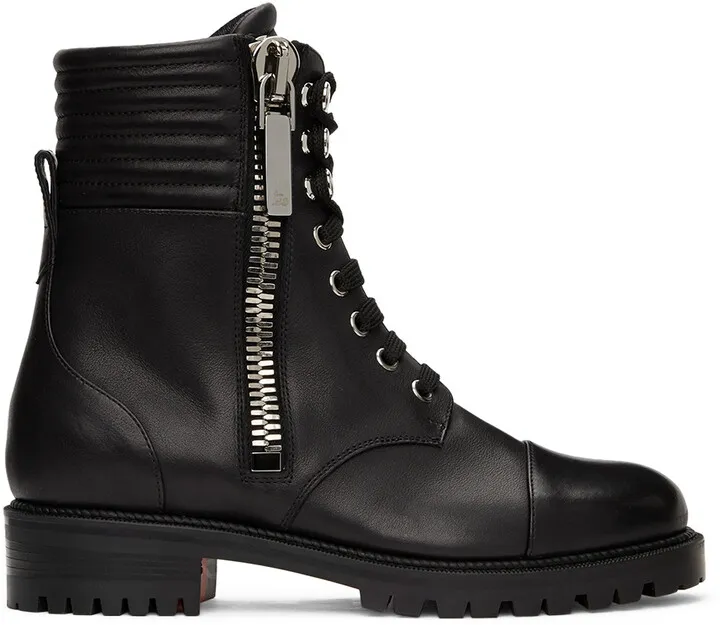 Christian Louboutin Black Leather En Hiver Ankle Boots