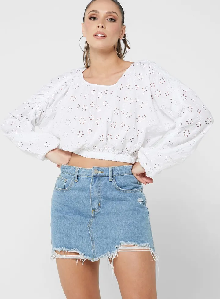 Puff Sleeve Tie Detail Top