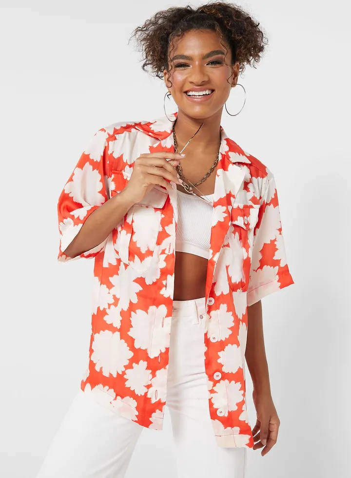 Floral Print Pocket Detail Shirt