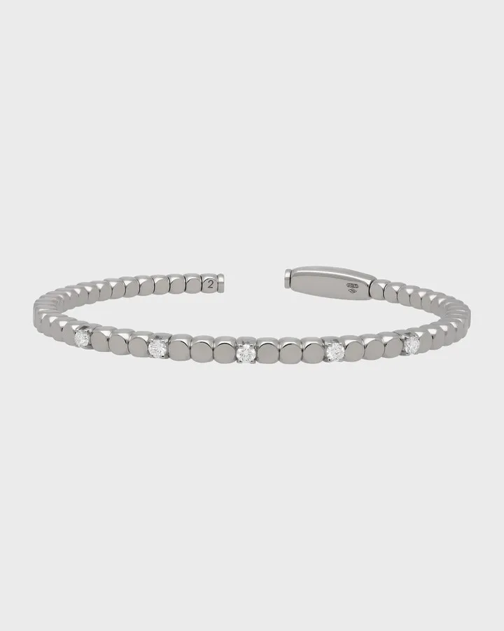 White Gold Dado Bangle with 5 Diamonds