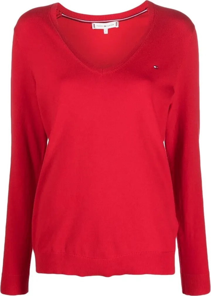 logo-embroidered V-neck sweater