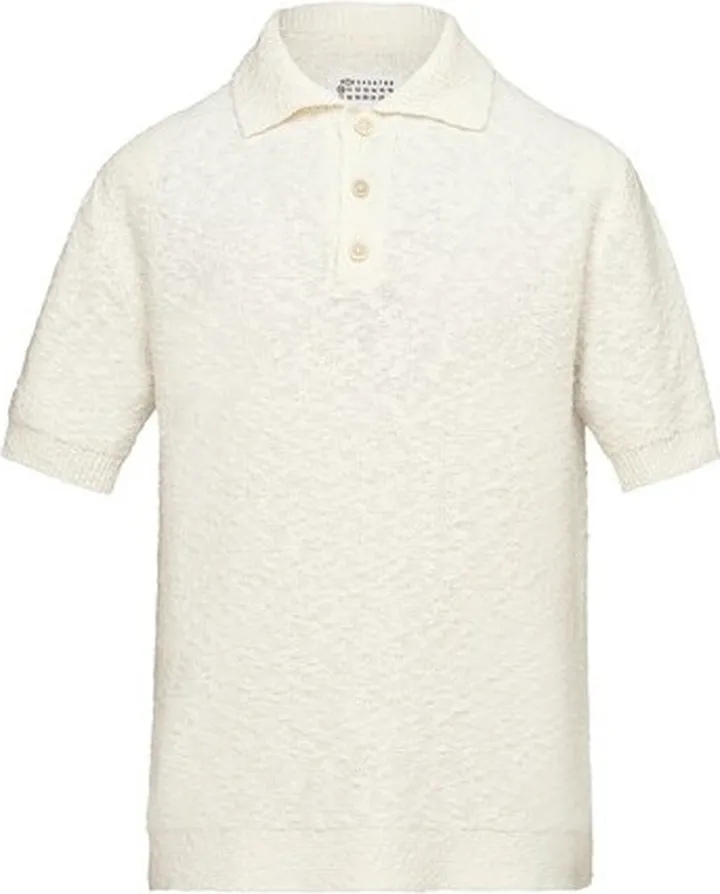 Nostalgic boucle knit polo shirt