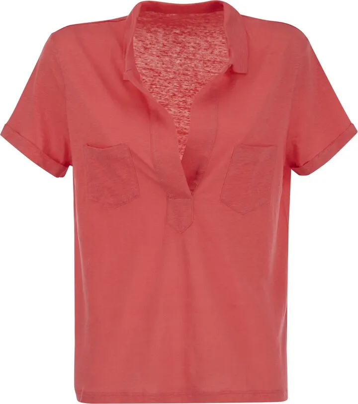 Short-sleeved Linen Polo Shirt