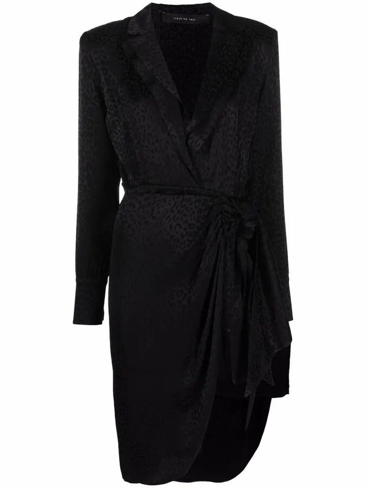 Draped Leopard-Print Dress