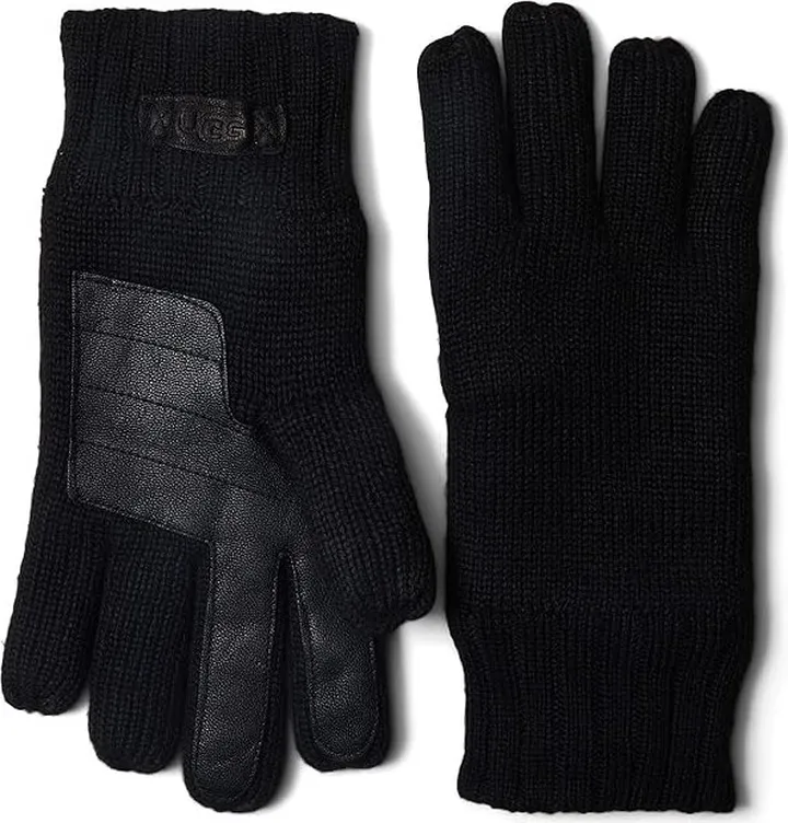 UGG Knit Gloves with Conductive Tech Leather Palm Patch (Black) Extreme Cold Weather Gloves