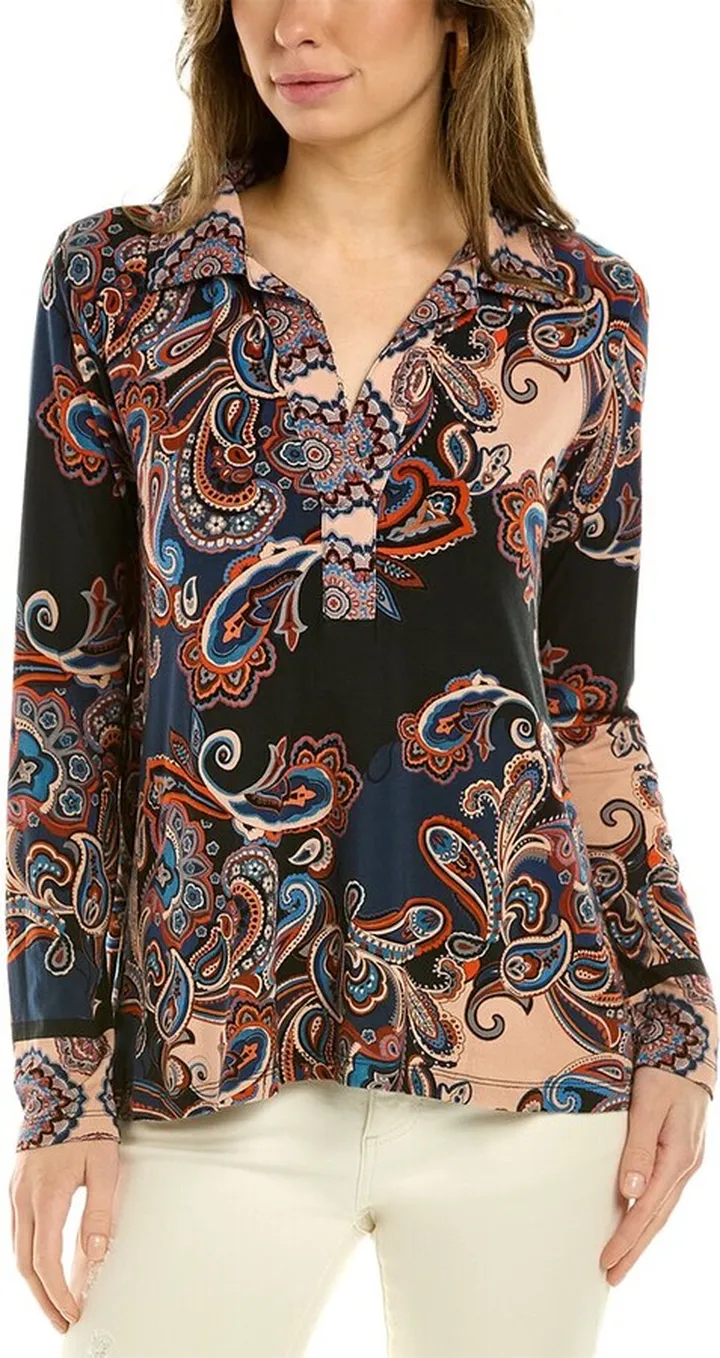 Johnny Was Fall Paisley Swing Polo Shirt