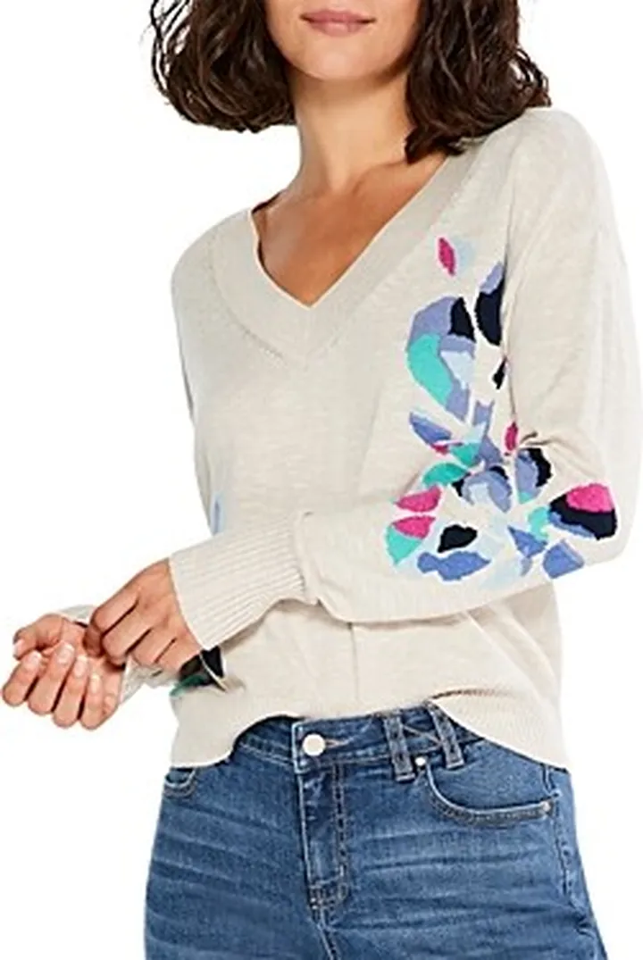Nic+Zoe Blooming V Neck Sweater