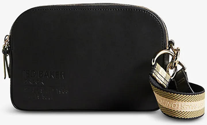 Womens Black Darcelo Logo-embossed Leather Cross-body bag