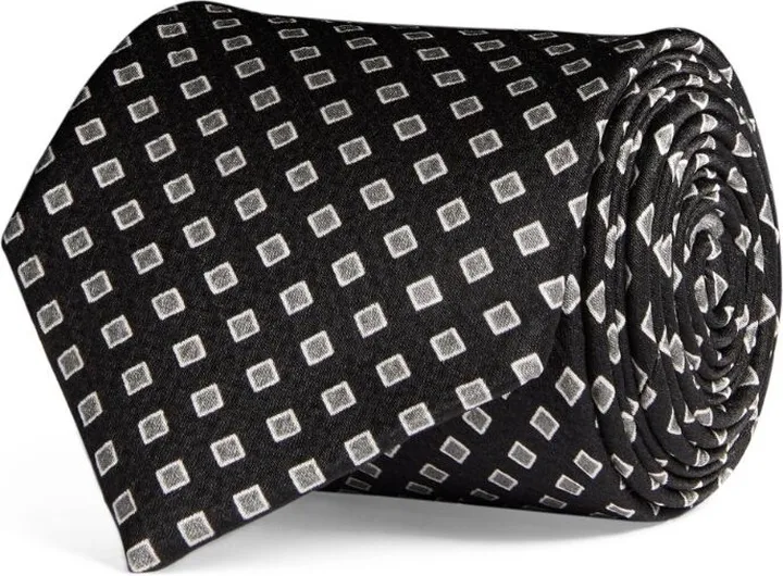 Giorgio Armani Silk Jacquard Geometric Print Tie