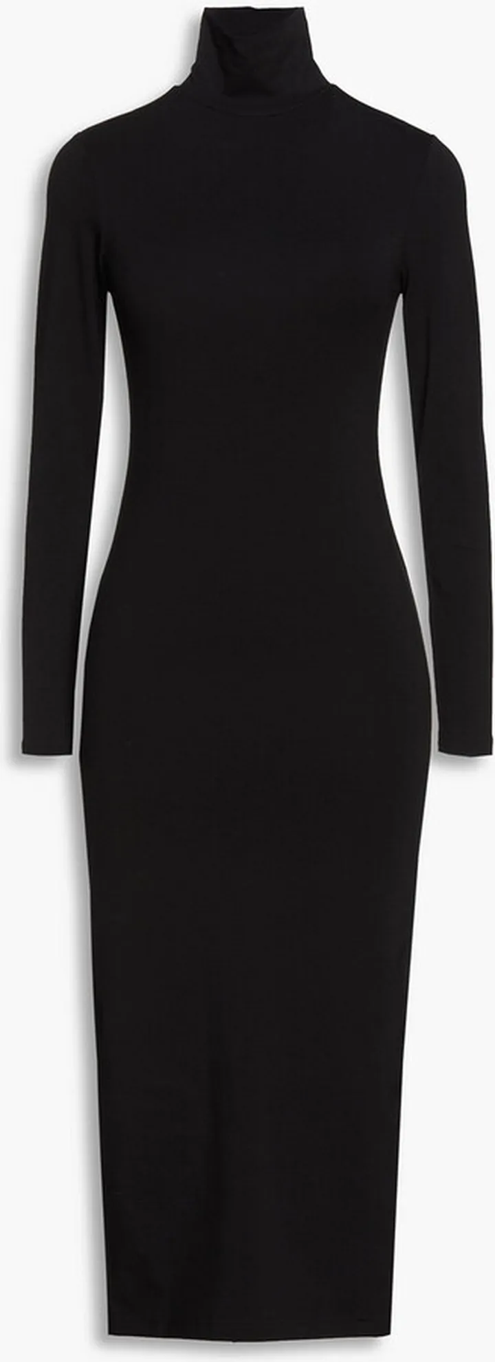 Stretch cotton-jersey turtleneck midi dress