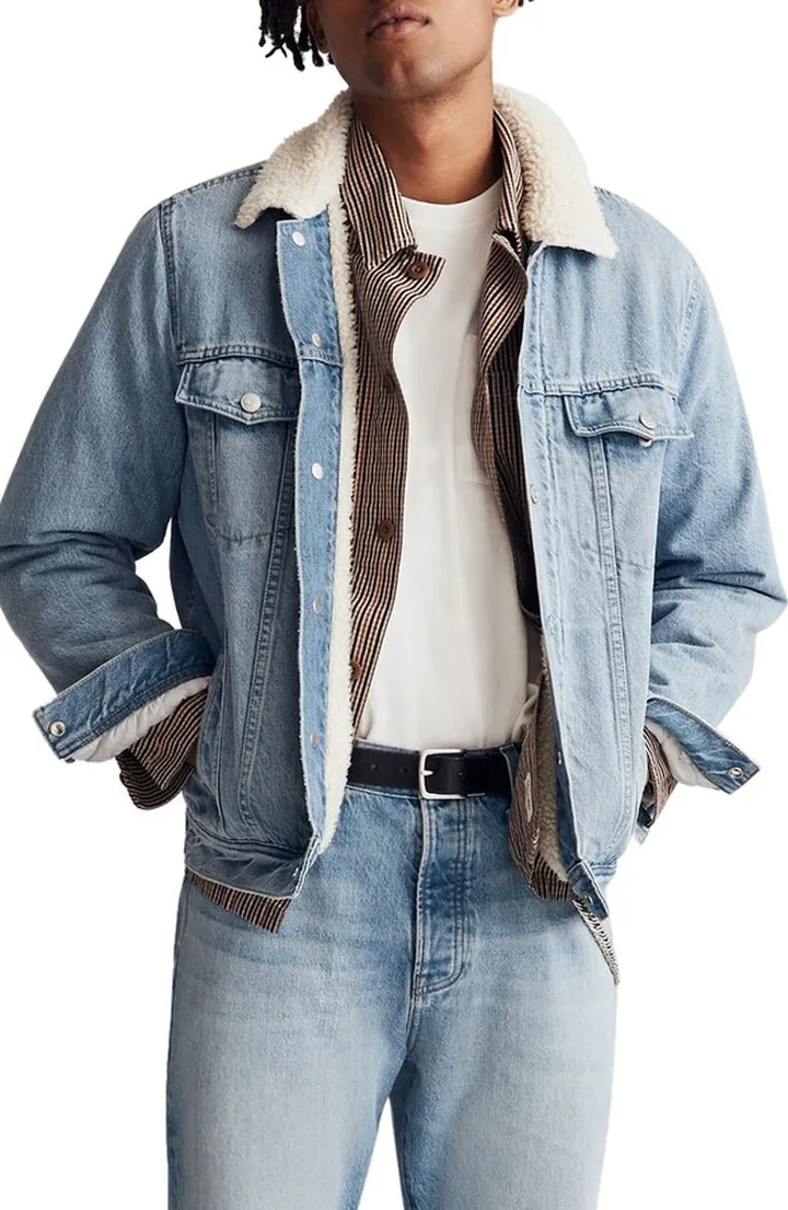 Faux Shearling Lined Denim Jacket