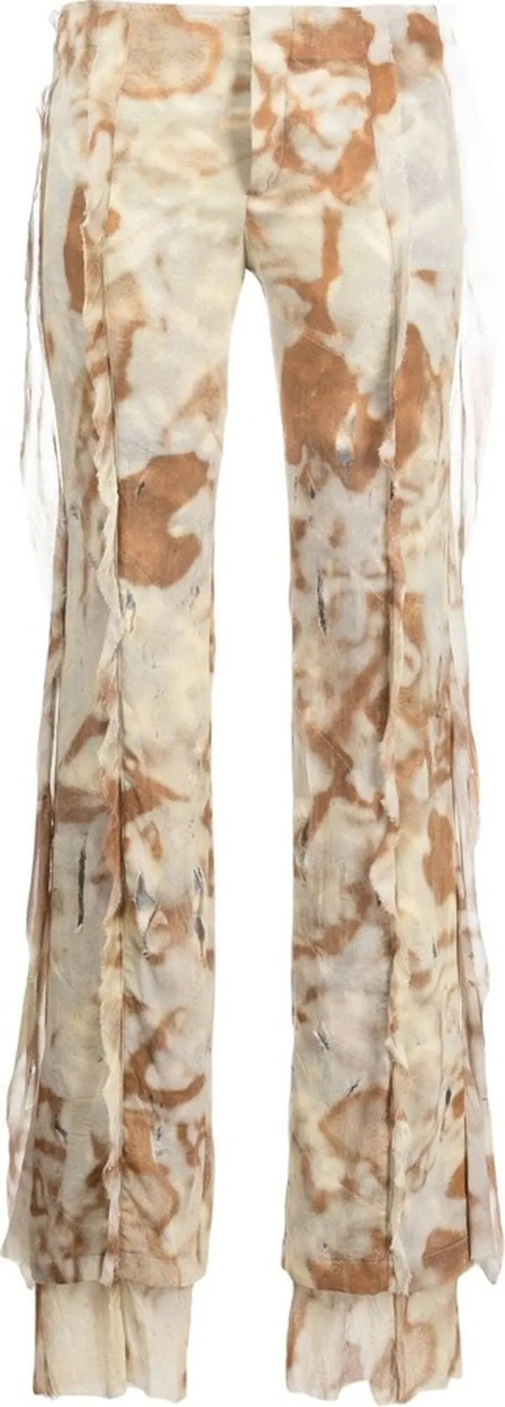 Frayed-Edge Abstract-Print Trousers