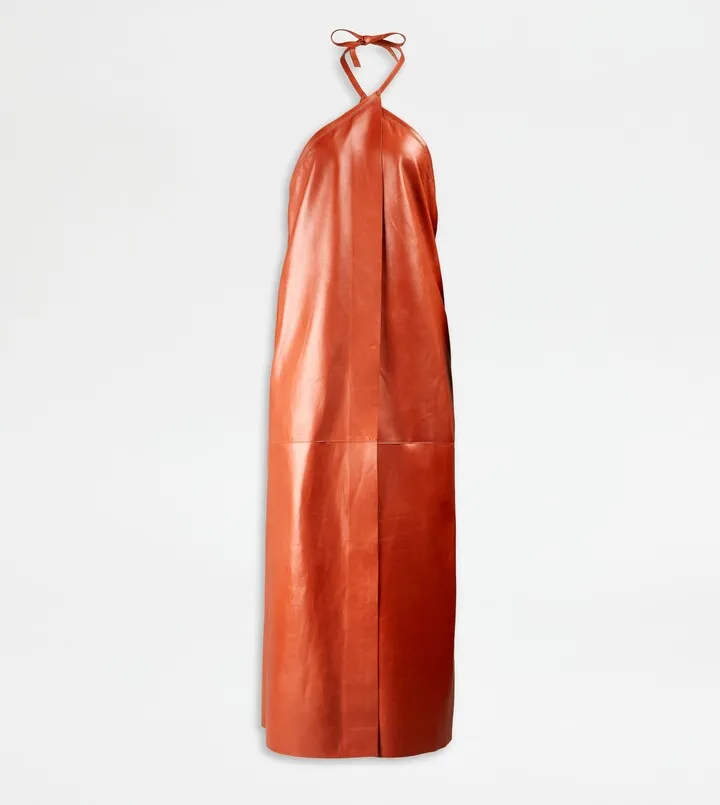 Dress in Leather with Halterneck Collar