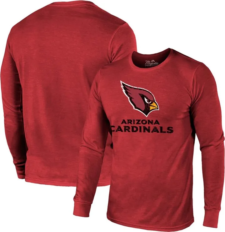 Arizona Cardinals Lockup Tri-Blend Long Sleeve T-shirt - Cardinal