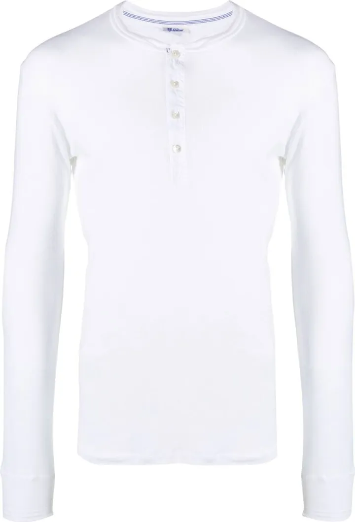 White Henley Long-Sleeved Top