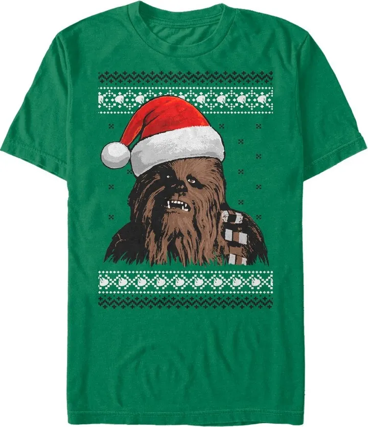 Men's Star Wars Santa Hat Chewbacca T-Shirt - Kelly Green - Medium