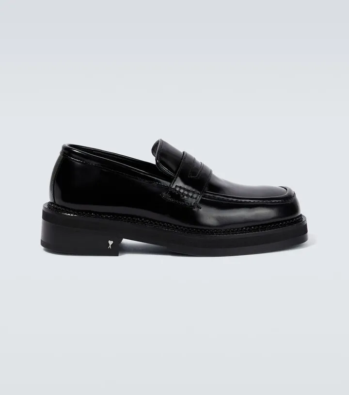 Brushed leather penny loafers