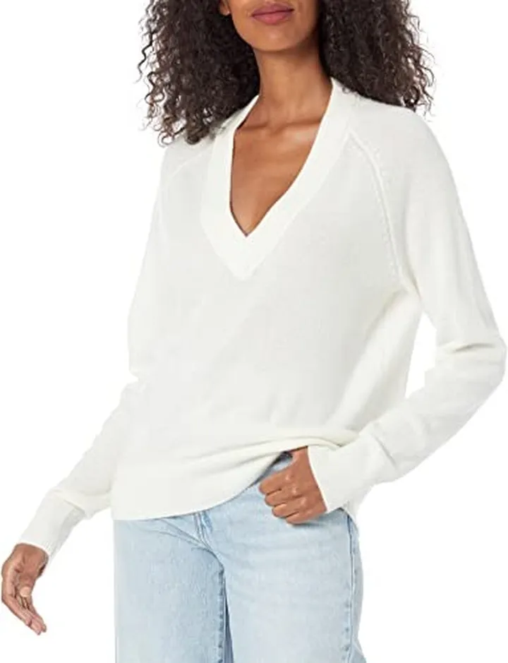 Equipment Women's Madalene V-Neck in Nature White