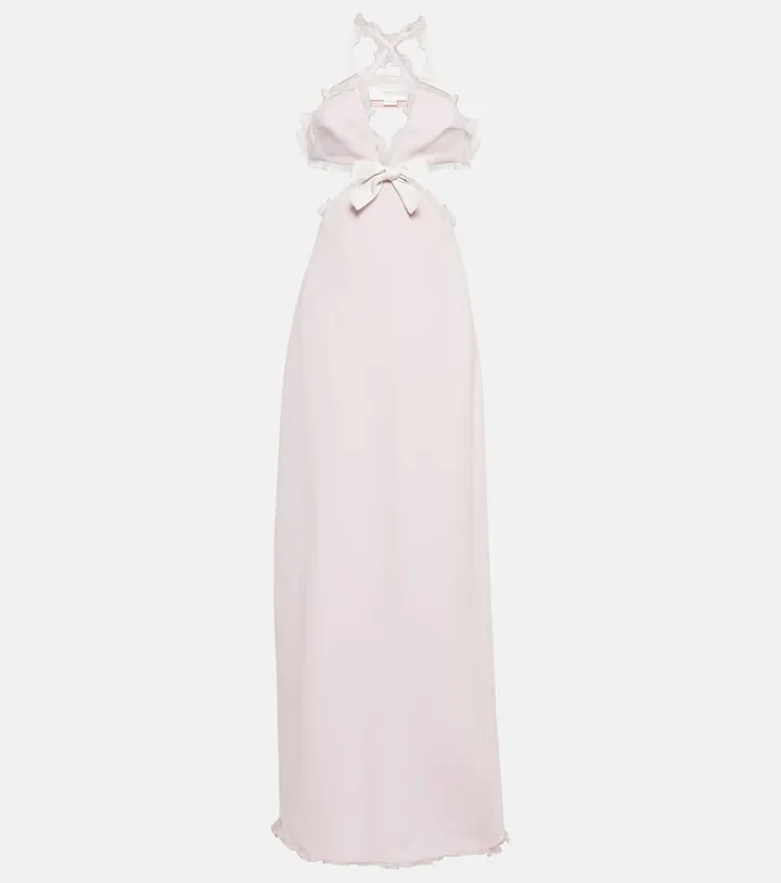 Ruffle-trimmed gabardine maxi dress