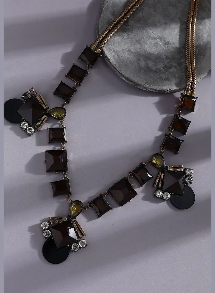 Gold Plated Designer Stone Party Necklace For Women