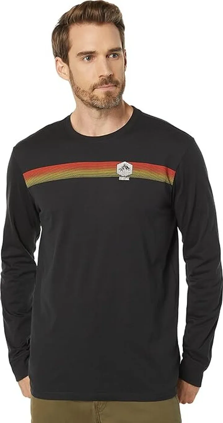 Hurley Tres Palmas Long Sleeve Tee (Black) Men's Clothing
