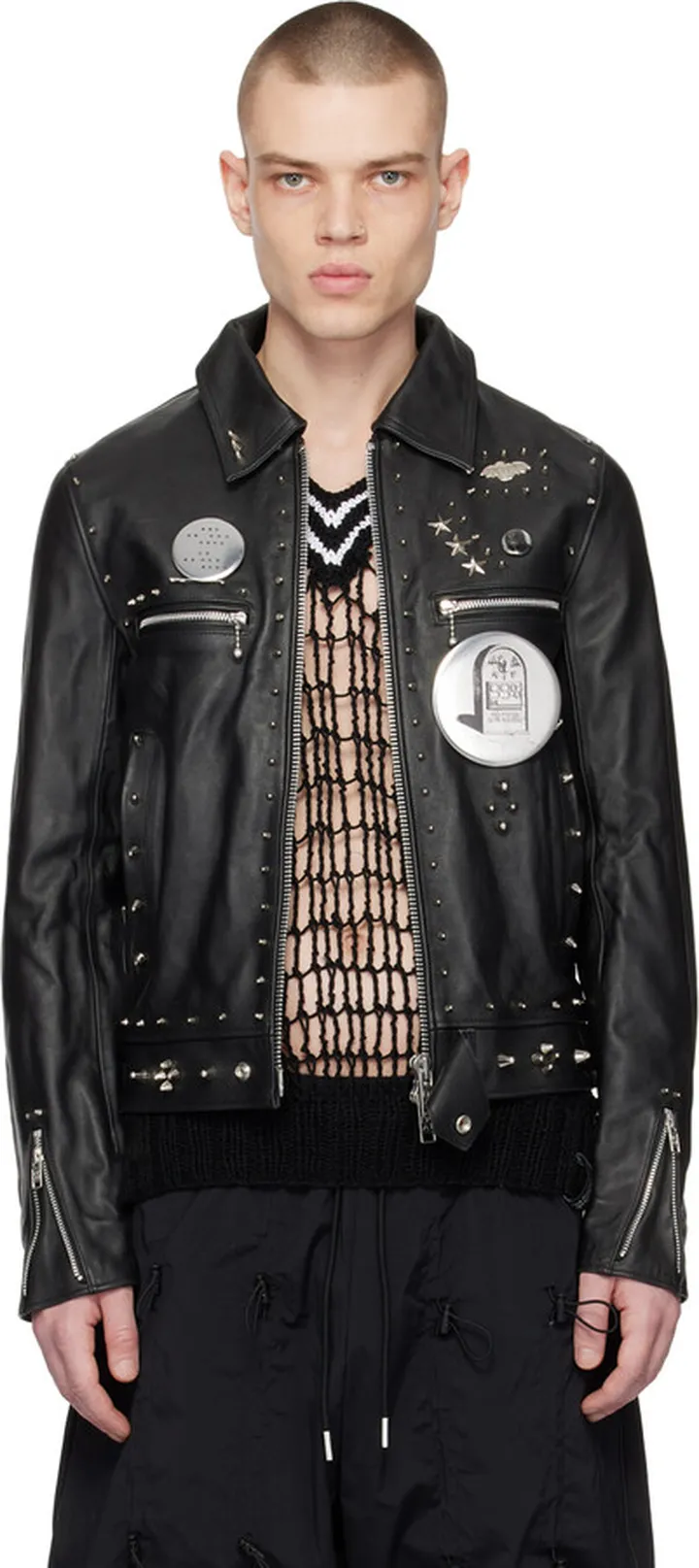 99%IS- Black Studded Leather Jacket