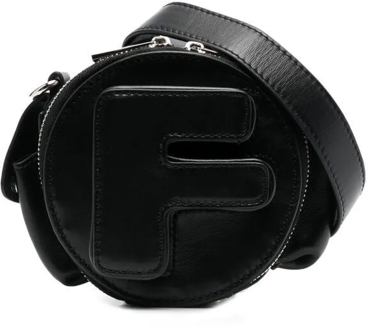 F Round leather shoulder bag