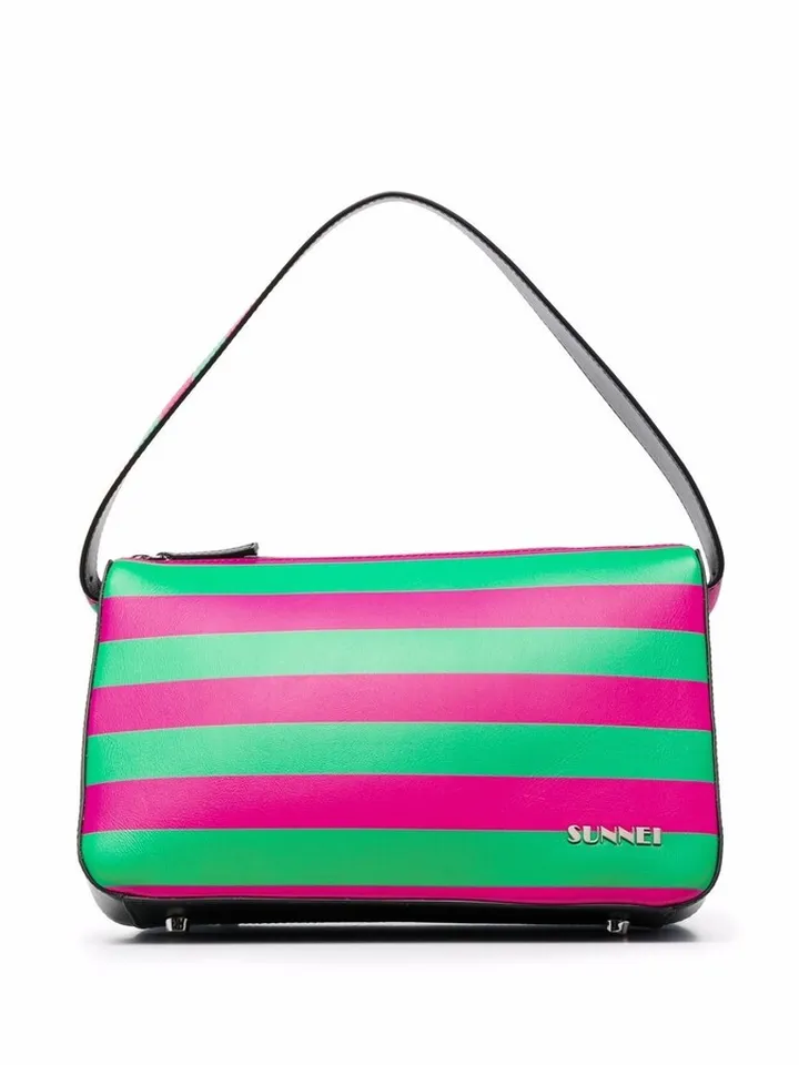 Striped Leather Tote