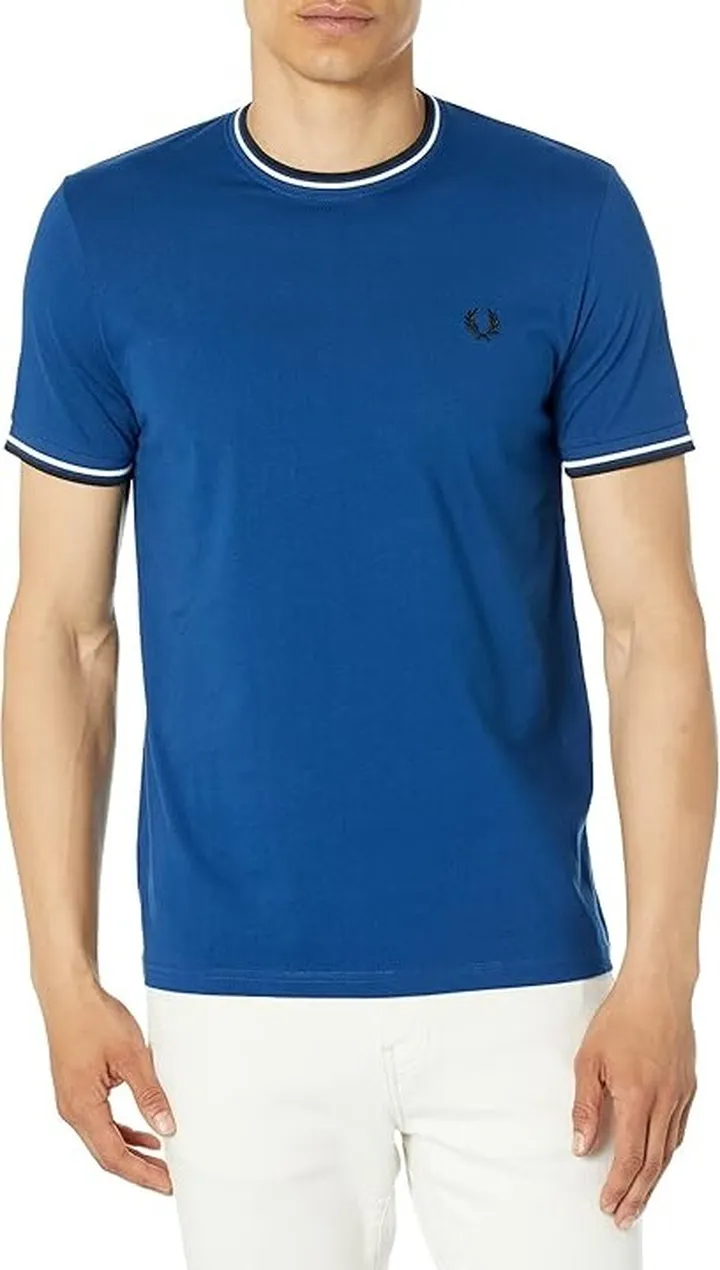 Fred Perry Twin Tipped Ringer T-Shirt (Shaded Cobalt) Men's T Shirt