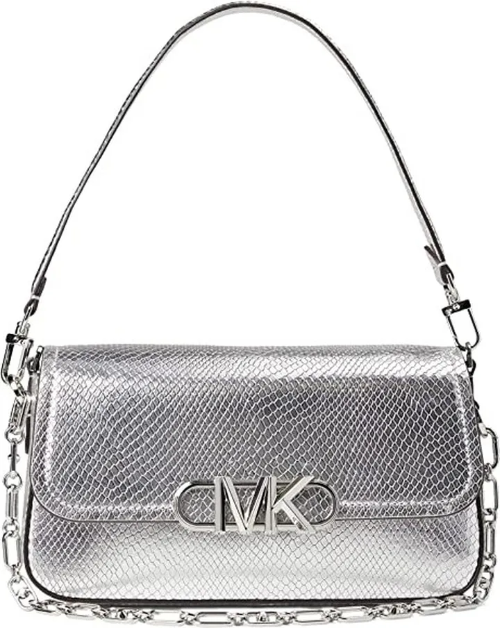 MICHAEL Michael Kors Parker Medium Convertible Pouchette Shoulder (Silver) Shoulder Handbags