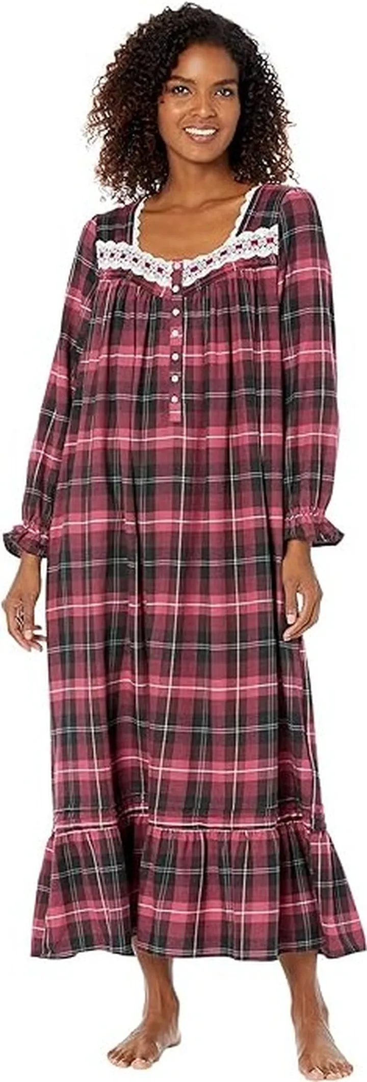 Eileen West Long Sleeve Ballet Gown (Red Plaid) Women's Pajama