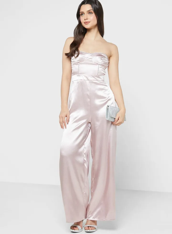 Diamante Corset Wide Leg Jumpsuit