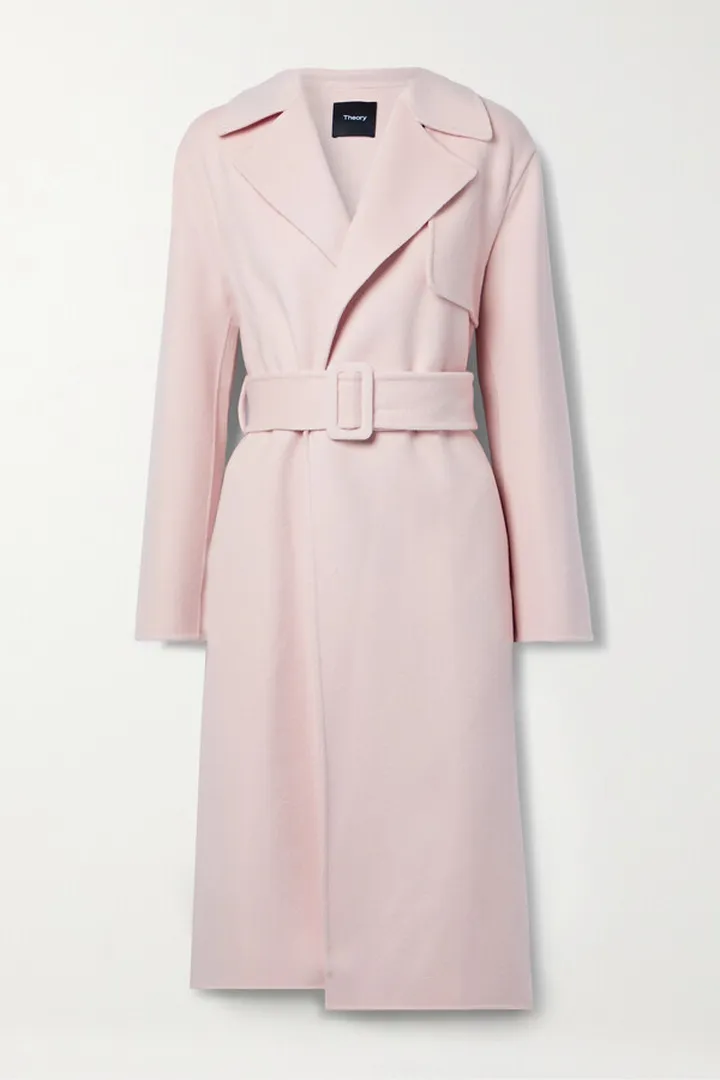 Theory - Belted Wool And Cashmere-blend Trench Coat - Pink