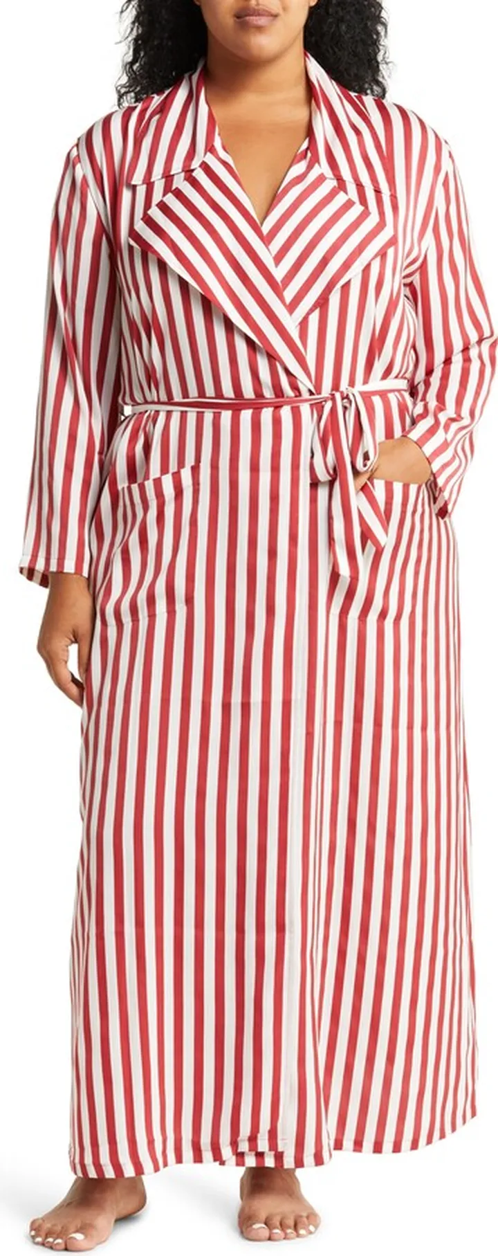 Stripe Long Satin Robe