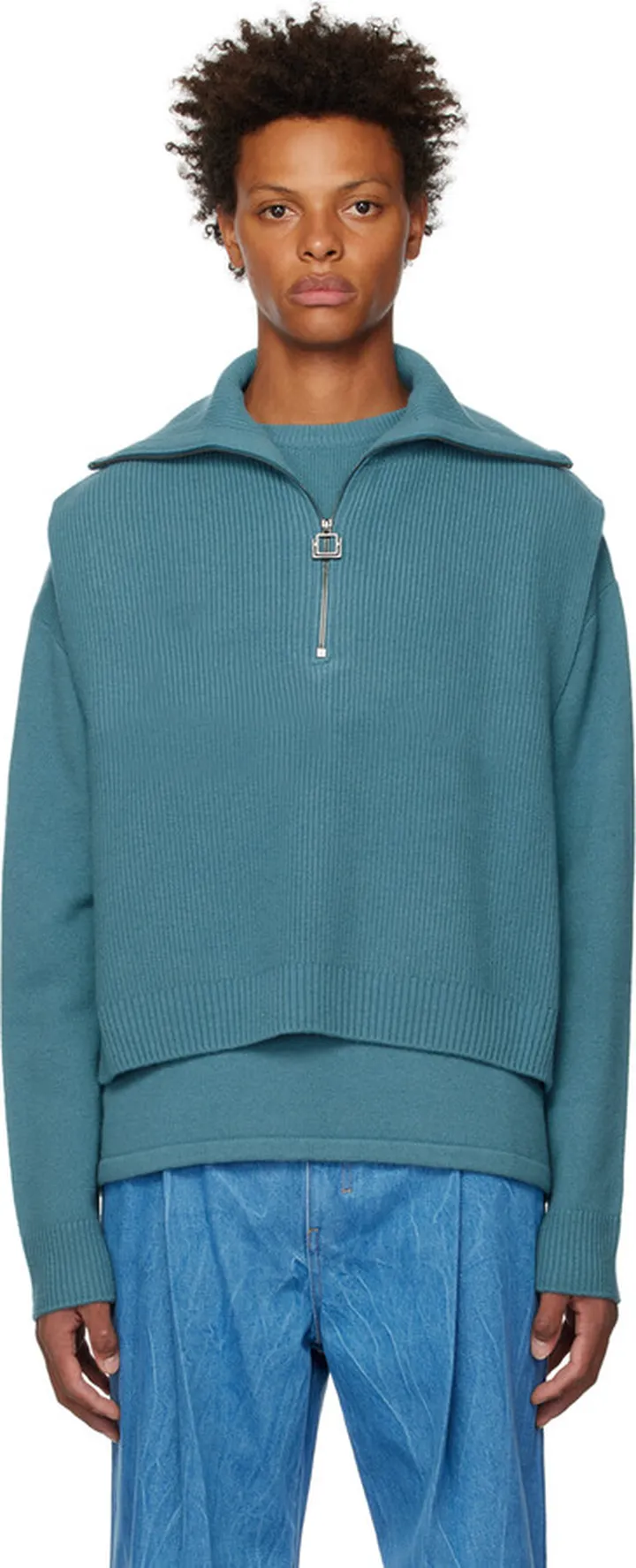Wooyoungmi Blue Vest Layer Sweater